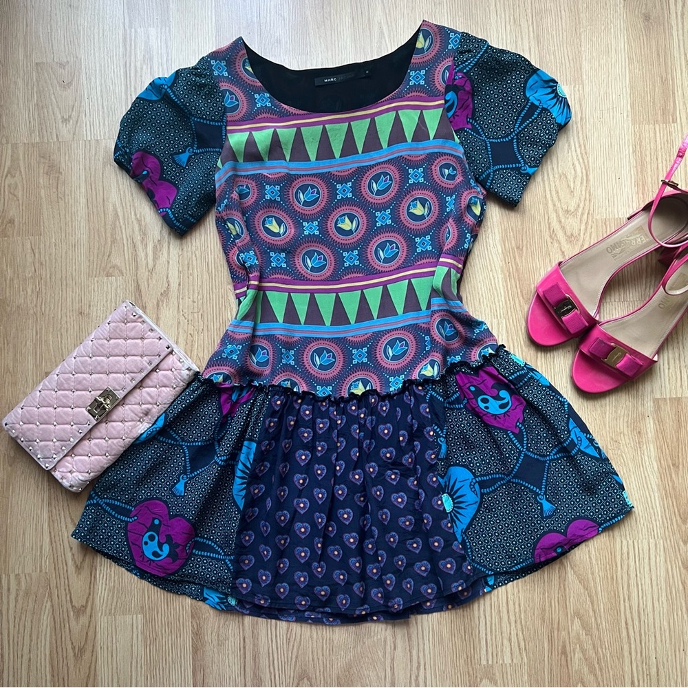 Marc Jacobs Blue & Pink Patterned Short Dress - Picture 4 of 7